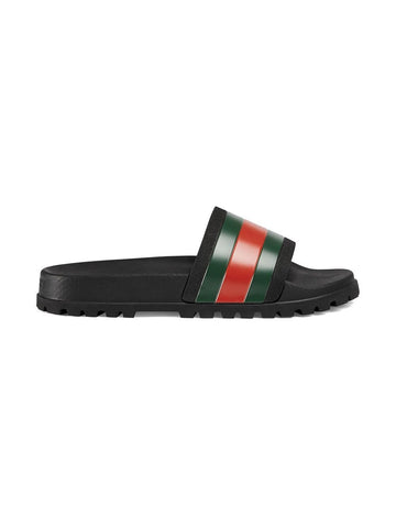 Men's Web Detail Pool Slides in Black | Size 5 | 429469GIB101098