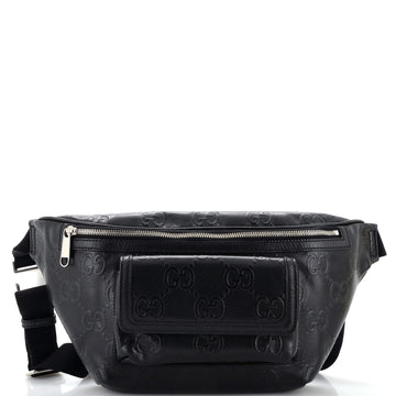 GUCCI Front Pocket Belt Bag GG EmboESed Perforated Leather