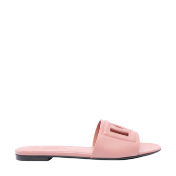 Dolce&Gabbana Women Dg Logo Leather Slide Sandals