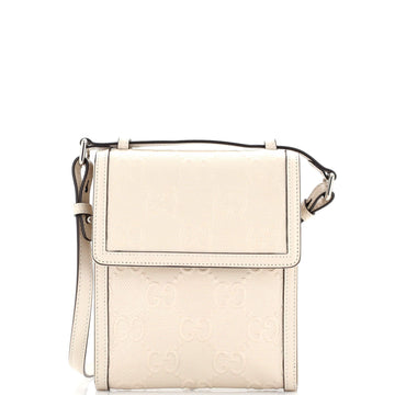 GUCCI Flap CroESbody Bag GG EmboESed Perforated Leather Small
