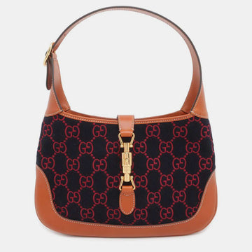 Navy Blue /BrownGG Leather Small Jackie 1961 Shoulder Bags