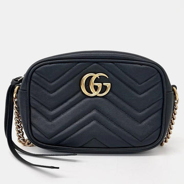 Black Leather GG Marmont Camera Shoulder Bag