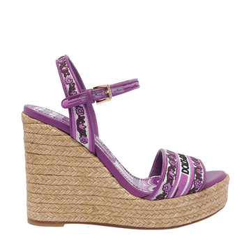 Dolce&Gabbana Women Embroidery Maiolica  Pattern Wedged Sandals