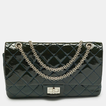 Teal Quilted Patent Leather ClaESic 227 ReiESue 2.55 Flap Bag