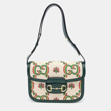 Ivory/Green 100th Anniversary 1955 Horsebit Shoulder Bag