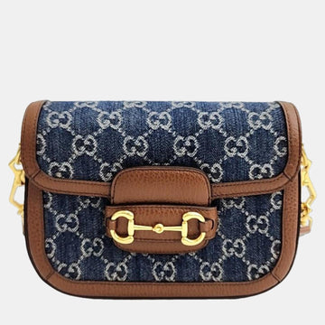 Blue/Brown GG Canvas and Leather Mini Horsebit 1955 CroESbody Bag
