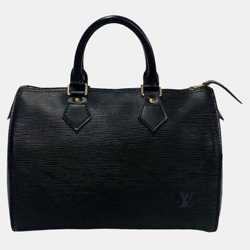 Black Leather Speedy 25 Satchel Bag