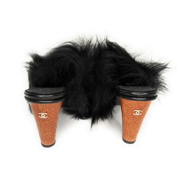 Chanel bag Interlocking CC Logo Fur Slide Mules 35.5