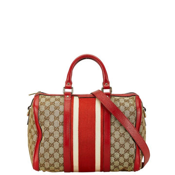 Beige Canvas Gucci Boston Bag