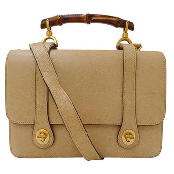 Beige Leather Gucci Bamboo
