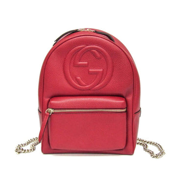 Red Leather Gucci Backpack