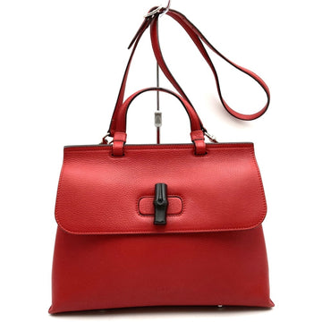 Red Leather Gucci Bamboo
