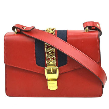 Red Leather Gucci Sylvie