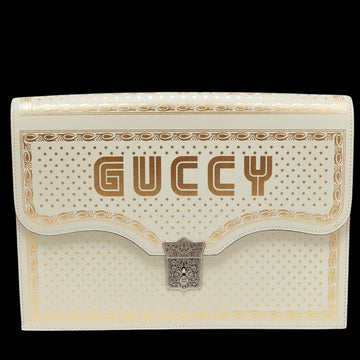 White Leather Gucci Clutch