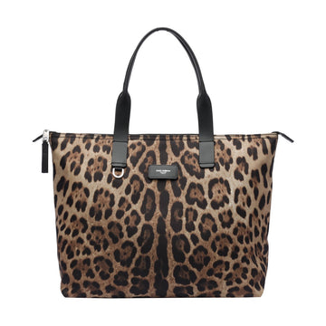 Dolce&Gabbana Men Logo Nylon Shopping Bag With Leo Print