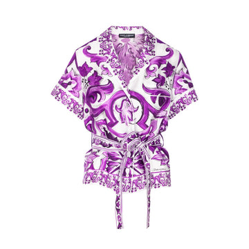 Dolce&Gabbana Women Maiolica Print Shirt With Belt
