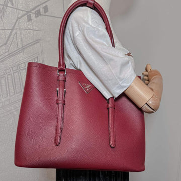 Burgundy Leather Prada Handbag