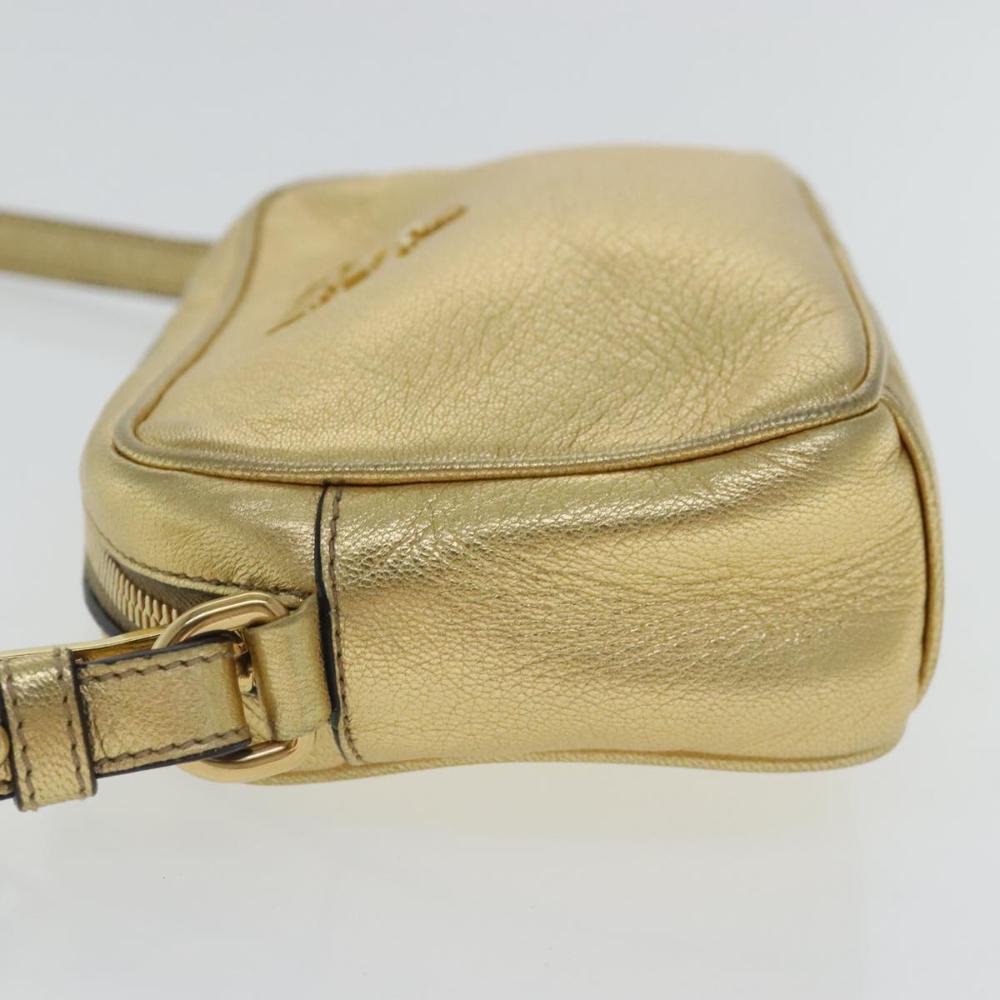 Gold Leather Prada Crossbody Bag