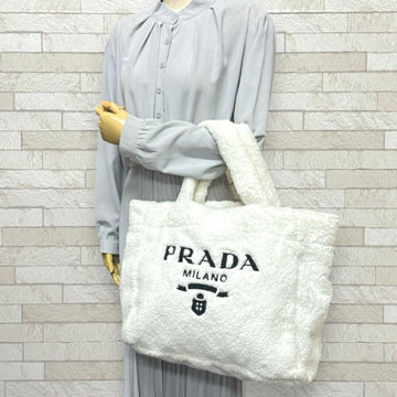 White Fabric Prada Tote