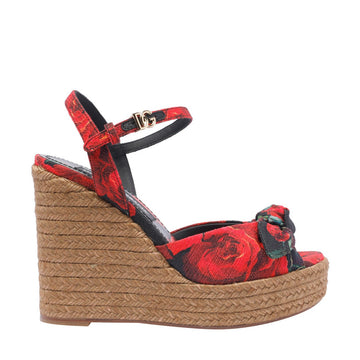 Dolce&Gabbana Women Roses Print Wedged Sandals
