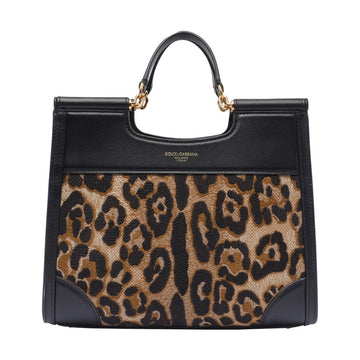 Dolce&Gabbana Women Small Sicily Shopping Bag With Leo Print
