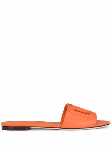 Dolce & Gabbana Women Dg Logo Leather Flat Sandals